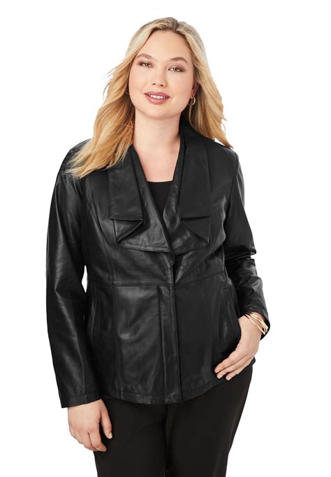 Jessica London Jessica London Womens Plus Size Drape Front Leather