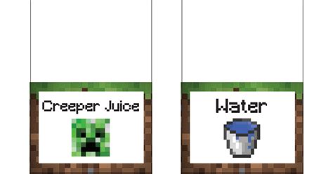 Minecraft Food Signs Creeper Juice And Waterpdf Minecraft Food