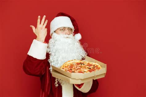 Claus Eating Pizza Santa Smiling Stock Photos Free And Royalty Free