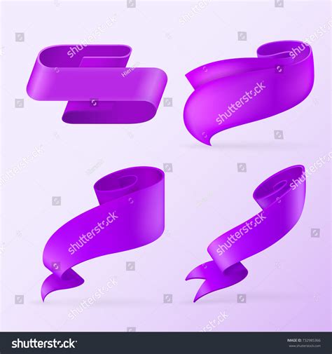 Purple Glossy Ribbon Banners Set Ultraviolet Stock Vector Royalty Free
