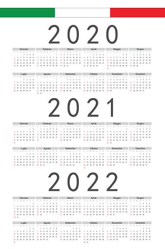 Set Of Rectangle Italian 2020 2021 2022 Year Vector Calendars Stock