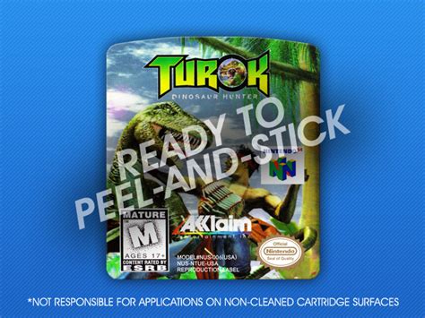 N64 Turok Dinosaur Hunter Label Retro Game Cases