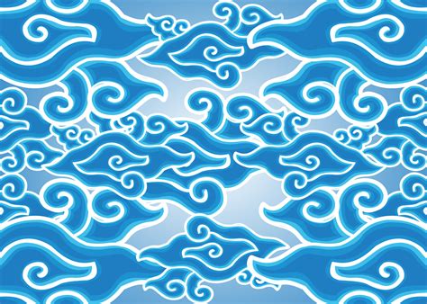 Monochrome Blue Pattern Megamendung Batik Cirebon 22207596 Vector Art