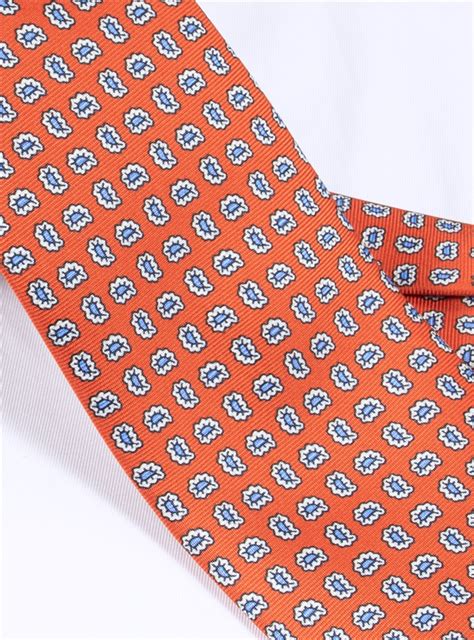 Silk Droplet Paisley Printed Tie In Rust The Ben Silver Collection