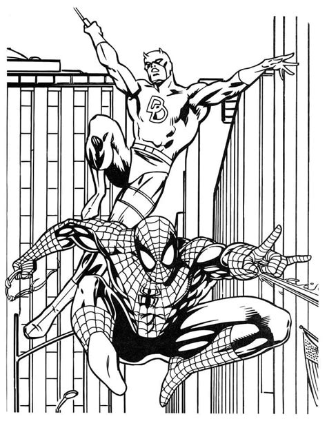 Dibujos De Daredevil Y Spider Man Para Colorear Para Colorear Pintar E