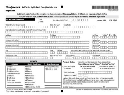 Walgreens Member Registration And Mail Service Order Form Pdf