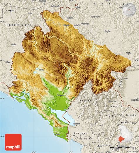 Physical Map Of Crna Gora Shaded Relief Outside