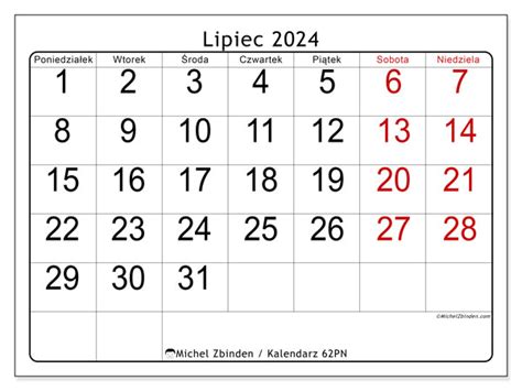 Kalendarz Lipiec 2024 Do Druku “56pn” Michel Zbinden Pl