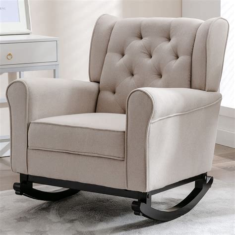 Buy Mellcom Mid Century Modern Rocking Chair Tufted Upholstered Glider