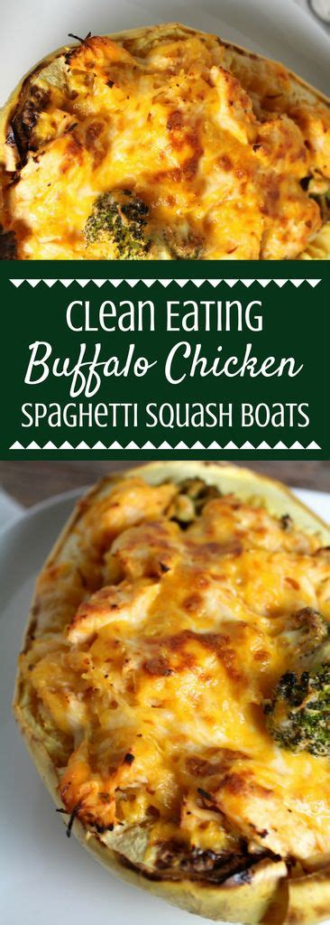 As for this buffalo chicken spaghetti squash, it's actually quite tasty and spicy! Healthy Buffalo Chicken Spaghetti Squash Boats | Recipe ...