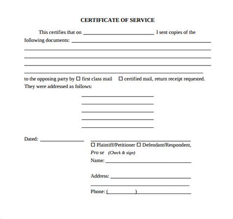 Certificate Of Service Template 11 Download Free Documents In Pdf