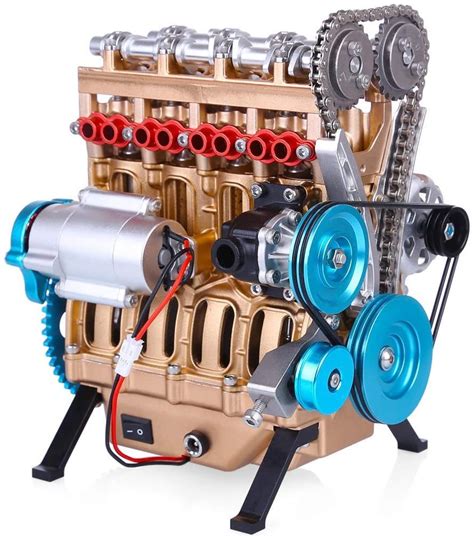 Us 6998 4 Cylinder Full Metal Car Engine Assembly Kit Model Toys