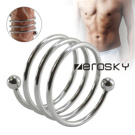Male Metal Stainless Steel Cock Ring Penis Sleeve Lock Erection Rings