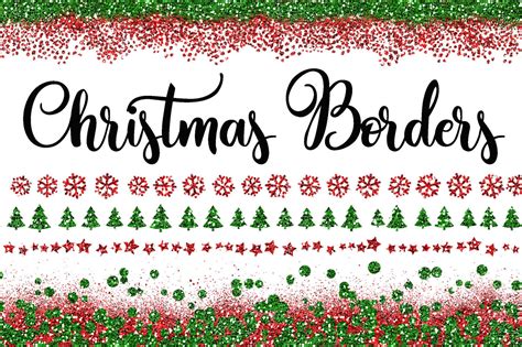 Christmas Glitter Borders Png Overlays Includes 40 Red And Green