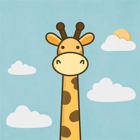 Kawaii Cute Giraffe Art Print By Wordsberry Giraffe Drawing Giraffe