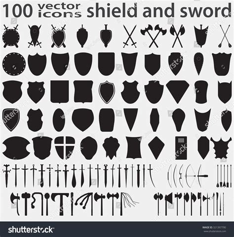 Set Silhouettes Vector Icons Medieval Weapons 스톡 벡터로열티 프리 321397790