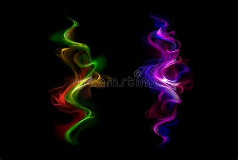 Neon Fire Smoke Magic Swirls Effect Wand Spell Stock Illustration