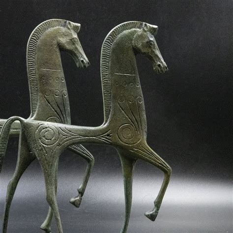 Greek Bronze Large Horse Geometric Era Metal Art Statue Bronze