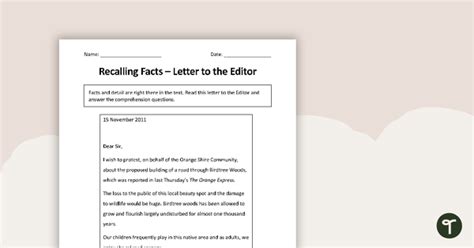 Letter To The Editor Year Teach Starter