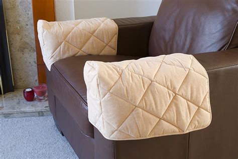 Pair Of Quilted Arm Chair Protectors Furniture Covers Sofa Arms Beige