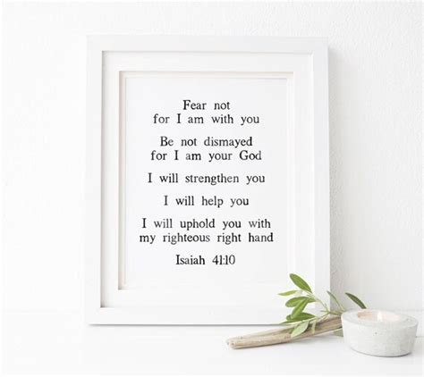 Fear Not Isaiah 4110 Scripture Printable Wall Art Bible Etsy