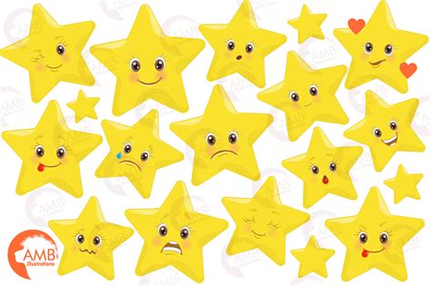Emoji Faces Emoticons Star Faces Star Emoji Clipart Graphics Illustrations Amb 1157 55039