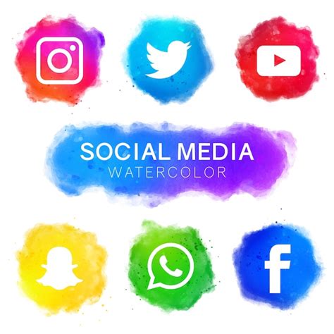 Premium Vector Social Media Icons With Watercolor Design