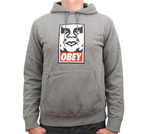 Obey Og Face Hooded Sweatshirt Heather Grey Consortium