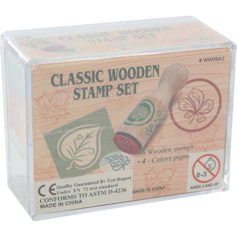 Words Assorted Design Stamp Set Classic Wooden Assorted Ink Color