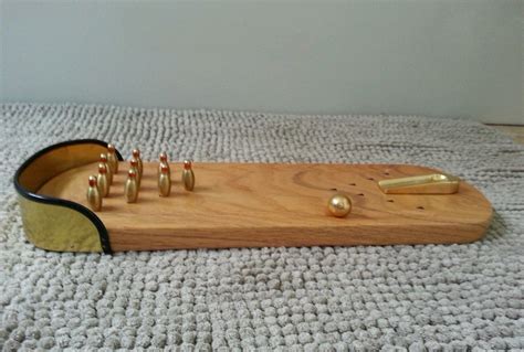 Vintage Executive Table Top 10 pin Bowling game in solid oak solid brass 1988 | Solid oak, Solid 