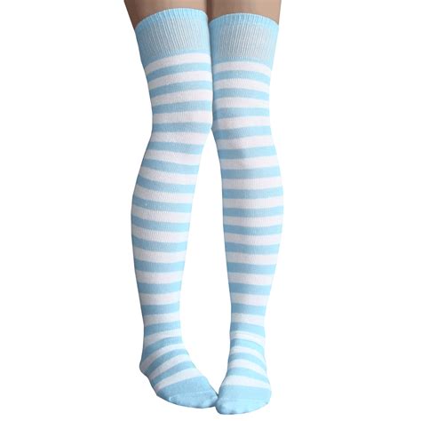 999 White Thigh High Socks Blue And White Socks White Thigh Highs