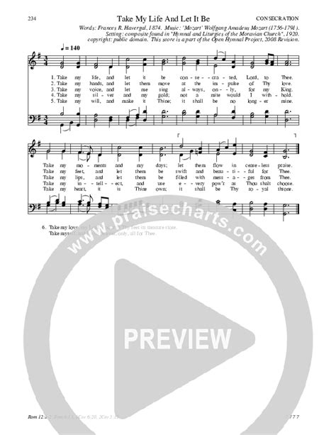 Take My Life And Let It Be Hymn Sheet Traditional Hymn Praisecharts