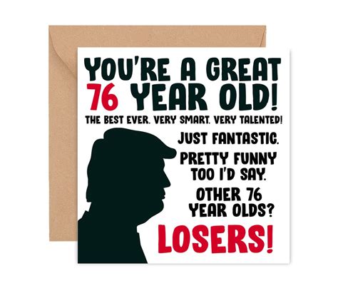 76th Birthday Card Funny Trump 76th Birthday Card Birthday Etsy