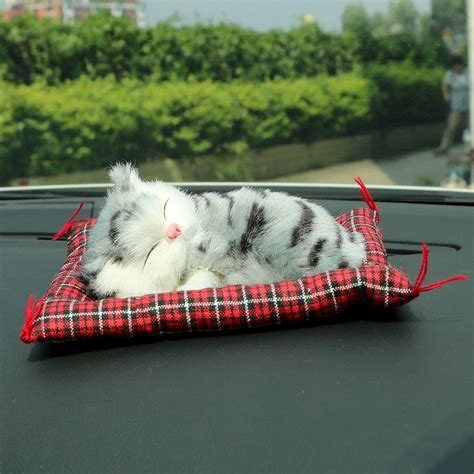 lovely plush kittens doll toy cute simulation sleeping cats car ornaments car styling dashboard