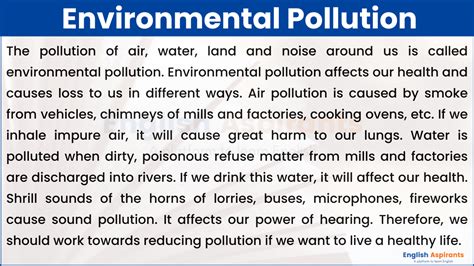 Environmental Pollution Paragraph Words