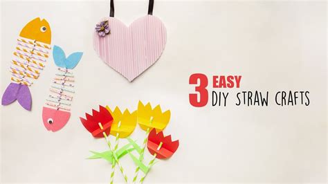 3 Easy Diy Straw Craft Ideas Straw Art Best Out Of Waste Youtube