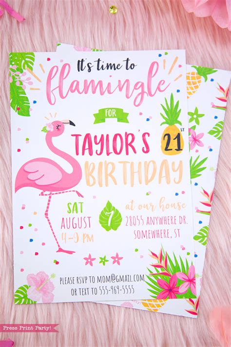 Flamingo Party Invitation Printable Lets Flamingle Press Print Party