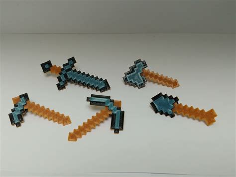3d Impreso Mini Minecraft Tool Pins And Magnets Espada Etsy España