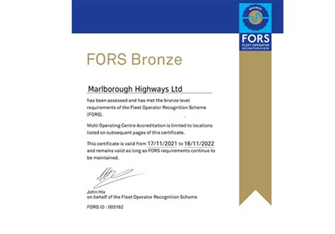 Marlborough Retains Fors Bronze Accreditation Marlborough Highways