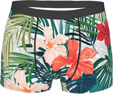 Men S Boxer Briefs Tropical Plant Breathable Comfortable Underwear At