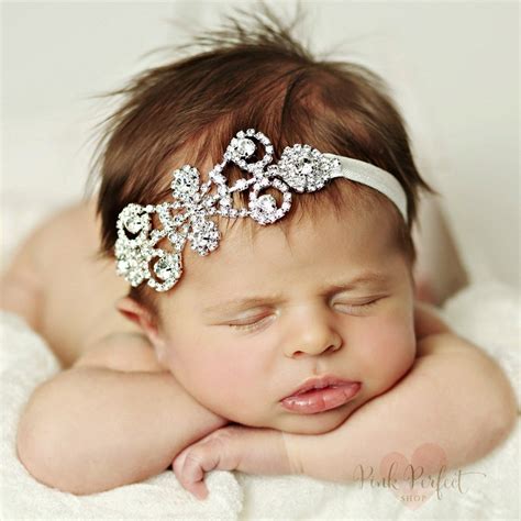 Baby Headbands Baby Rhinestone Headband Newborn Etsy