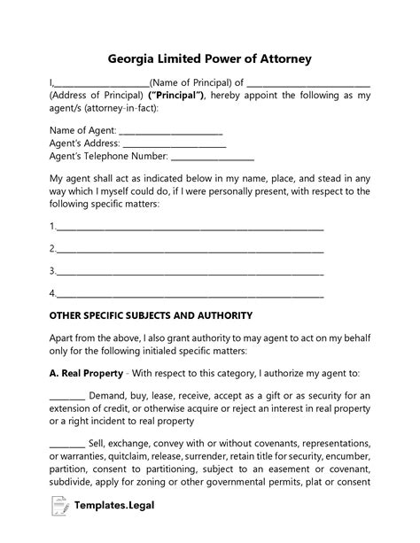 Georgia Power Of Attorney Templates Free Word Pdf And Odt