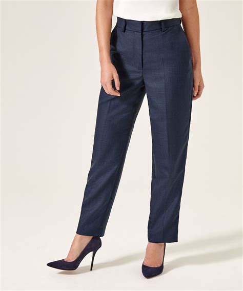 Petite Navy Blue Merino Wool Trousers Pants Women Fashion Fashion