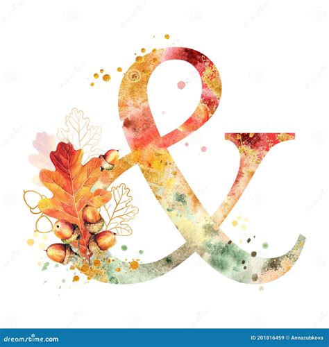 Fall Watercolor Ampersand Watercolor Autumn Alphabet With Autumn Oak