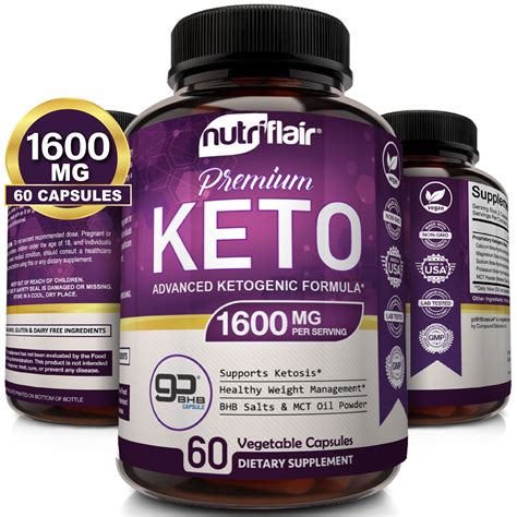 Nutriflair Keto Diet Pills 1600mg Advanced Weight Loss Ketosis Supplement Bhb Salts Beta