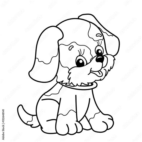Coloring Page Outline Of Cartoon Dog Cute Puppy Sitting Pet Coloring
