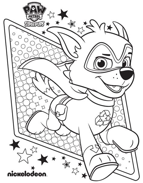 Mighty Pup Rocky Paw Patrol Coloring Pages