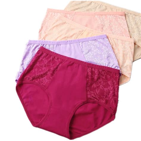 5pcs women sexy lace mid waist solid panties seamless cotton breathable panty hollow briefs girl