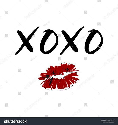 Xoxo Sigh With Beautiful Red Lips Vector Fashion Illustration Kiss