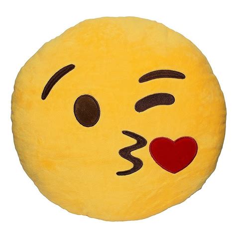 Wink Blow Heart Kiss Emoji Pillow 125 Inch Large Yellow Smiley Emoticon